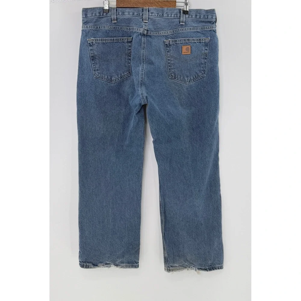 Carhartt Men's Denim Jeans 39.5x28 Loose Fit Blue 100% Cotton Workwear Heavyduty